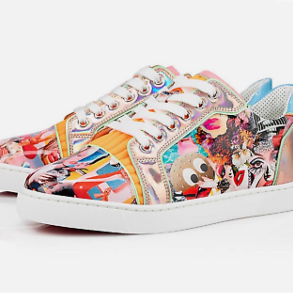 Christian Louboutin Patent Oh Xtian Multicolor Low Top Sneaker